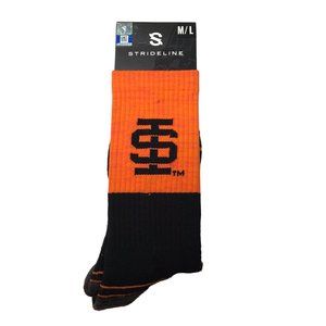 New STRIDELINE Socks Size Adult M/L. Black/Orange. Idaho State Tiger Full Knit